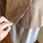 Larry Levine Signature By  one Button TanBlazer Chalk Stripe Fabric Jacket SZ 18 Photo 8