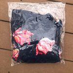 Navy Blue Floral Off The Shoulder Flowy Chiffon Top Size M Photo 6