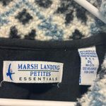 Marsh Landing  Blue White 1/4 Zip Sherpa Fleece Sweatshirt Snowflake Fair Isle Photo 5