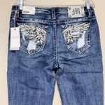 Miss Me  Boot Cut Jeans Mid Rise Size 30 Short Distressed Denim Embellished Photo 3