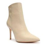 Schutz  Mikki Ankle Boots Womens 9B Beige Leather Side Zip Pointed Toe Bootie S33 Photo 1