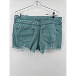 Free People  Teal Distressed Denim Cutoff Shorts Size 30 Raw Hem Photo 1