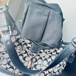 Coach  Purse Gray Black Leather Canvas Shoulder Bag Photo 4