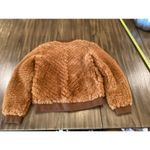 Love Token  Faux Fur copper brown Bomber zip light soft fuzzy Jacket M Photo 7