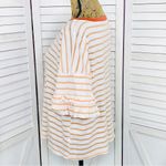 Hem & Thread  Striped Slub Knit Short Ruffle Sleeve T-shirt White Orange Large Photo 1