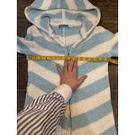 Alice + Olivia Longline Cardigan Sweater Women's Blue White Striped Hooded Photo 7