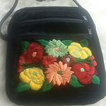 Black Velvet Crossbody With Flower Embroidery Photo 1