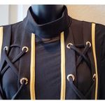 ENTRY Long Sleeve Lace Up Detail Black Dress size Large NWT Photo 1