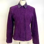 Gloria Lopez Sauque Suede Leather Jacket Purple Size M Photo 0