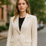 NWT JUST POWER THROUGH Vanilla Satin Blazer Size 14 Photo 0