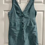 SheIn Teal Blue V Neck Corduroy Button Up Jumper Mini Dress - Size 12 - NWT Photo 0