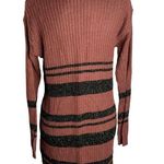 Love Change Mock Neck Sweater Dress M Maroon Knit Long Sleeve Metallic Stripe Red Size M Photo 3