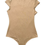 Lulus tan mockneck short cap sleeve bodysuit size M Photo 0