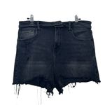 Good American  Bombshell Shorts 10/30 Black High Rise Raw Hem Denim Cutoffs Photo 1