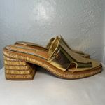 Franco Sarto Florence Gold Metallic Wedge Platform Slide Sandals Women's 9 Photo 3