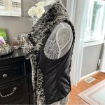 Dolce Cabo Faux Fur & Faux Leather Drape Vest Size S – Black/Gray Black Photo 6