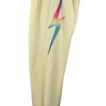 Aviator Nation Rainbow Lightning Bolt Sweatpants Joggers Cream Vintage White XL Photo 1