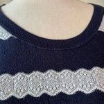 American Eagle  sweater blue white crocheted stripes size SP/TP Photo 6