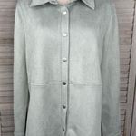 BAGATELLE Women's Light Green Faux Suede Snap Front Shirt Jacket/Shacket Photo 0