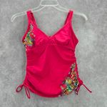Athleta Pink Floral Scrunch Tie Padded Swimwear Tankini Tank Top Medium 34 B/C Photo 0