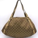 Gucci Limited Edition Abbey Brown Gg Fabric Gold Vintage Bag Photo 0