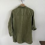Tahari  100% Linen Lagenlook Green Top Blouse Shirt Button Front Small Photo 1