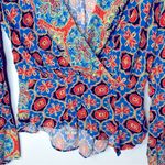 Free People  Falling for You Blue Boho Top Size M Photo 7