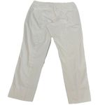 Ecru Straight Leg Mid Rise Crop Ankle Pants Solid White Button Accent Size 8 Photo 1