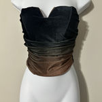 JLUXLABEL Ombré Velvet Ruched Bustier Corset Crop Top With Boning Size S Photo 0