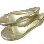 Furla  Gold Sparkly Glitter Bow Accent Clear Plastic Jelly Ballet Flats Size 7/37 Photo 0