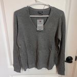 Desigual Embellished V-Neck Sweater Rhinestone Detail Gray Knit Size Small NWT Photo 2