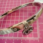 Michael Kors  Bangle Bracelet Silver Tone Circle Round Charm Diamonds Paved Logo Photo 5