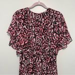 Rebecca Minkoff Tasha Abstract-Print Dress Red Black & White 6 EUC Tie Open Back Photo 2