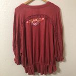 Free People Serafina Floral Embroidered Crochet Top in Red - Size Small Photo 3