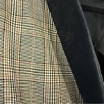 Free People Plaid Velvet Trim Blazer Oversized Tan Green XS Photo 5