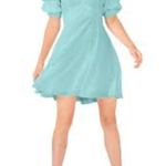 1. State Bubble Sleeve V Neck Dress in Blue River Size XL Photo 6