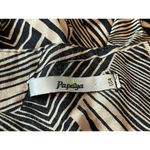Papaya Pinkish Tan Black Tropical Leaf Striped Print Button Pleated Mini Skirt M Photo 4