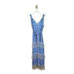 Lemlem Striped Zinab V Neck Blue Silver Tiered Tassel Fringe Maxi Dress XS Photo 3