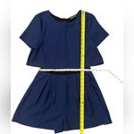 ASTR  Navy Blue Lace Shorts Romper Sheer Layered Womens Small Photo 4