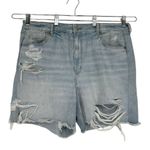 American Eagle Ripped Baggy Mom Denim Shorts sz 18 Ripped Distressed Light Wash Photo 0