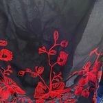 Jessica McClintock  Black Poncho with Red Floral Design Photo 10