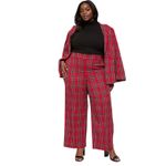 Lane Bryant  NWT The Perfect Drape Red Plaid Wide Leg High-Rise‎ Trousers Size 26 Photo 1