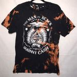 Johnny Cash Black Distressed Destroyed Bleached Black T Photo 0