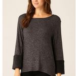 Bobeau  Knit Top M Gray Fuzzy Sleeve Cuffs Photo 0