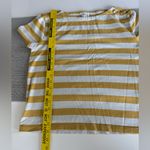 J. Crew Yellow White Striped Brass Button Boat Neck Boxy Cotton Tee Shirt Sz S Photo 7