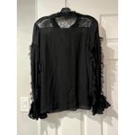 Alexis NEW  Black Lace Ruffle‎ Long Sleeve Button Down Blouse Top XS Photo 5