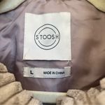 Stoosh  Ribbed Cropped Puffer Vest Large Neutral Greige Photo 1