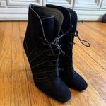 Bottega Veneta Short Suede Ankle Lace Up Boots 40 Black Stiletto EUC Photo 1