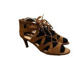 Fergalicious By Fergie Suede Lace-Up Cut-Out Details Peep Toe Heels Size 9.5 Photo 5