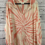 Fantastic Fawn Women's Long Sleeve Tee L Off-White Coral Tie-Dye Photo 0